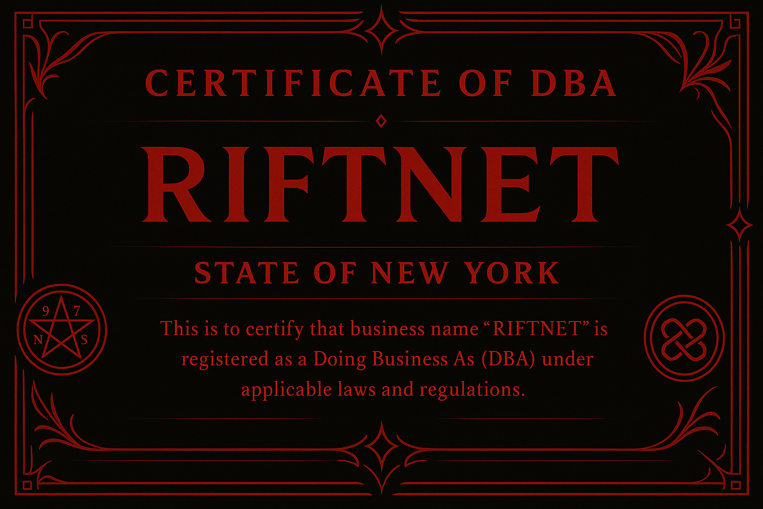 RiftNet LLC DBA Certificate